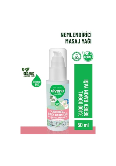 Siveno %100 Doğal Bebek Yağı Organik Jojoba Bakım Masaj Yağı Bitkisel Vegan 50 ml