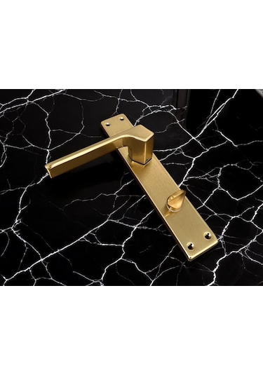 Zey Mat Altın Aynalı Wc Banyo Kapı Kolu İçeriden Sol Basar 1 Takım