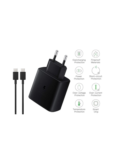 Galaxy Z Fold 2 Uyumlu 45W Super Hızlı Type-C Şarj Aleti Seti - İthalatçı Garantili - Siyah