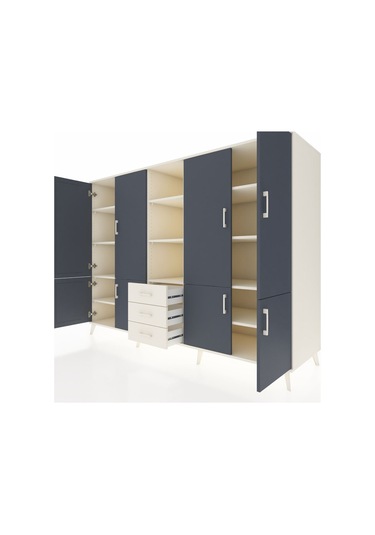 Kronos Dolap 11 Raflı 3 Çekmeceli 8 Kapaklı 220x59x163 Aytaşı-ant Aytaşı-antrasit/aytaşı