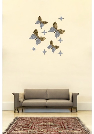 Kelebekler Ve Yıldızlar Polyester Duvar Süsü Dekoru