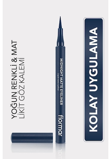 Flormar Midnight Matte Keçe Uçlu Mat Likit Göz Kalemi 003 Dark Blue