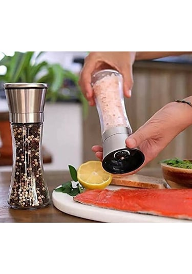 Seramik Bıçaklı Baharat ve Tuz Değirmeni Öğütücü Krom - 2 Adet