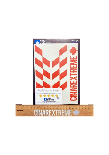 Alev Turuncusu Damalı Kask Motosiklet Sticker Takımı Çınar Extreme