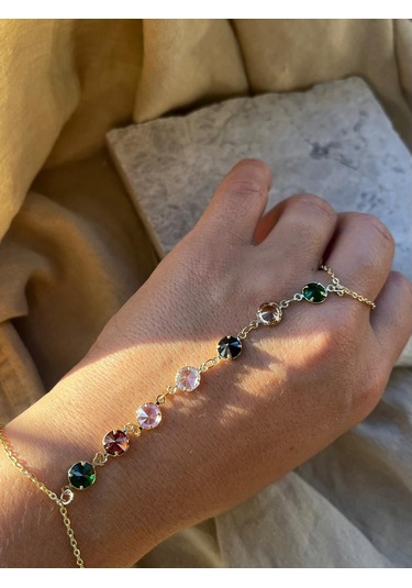 Renkli Taşlı Yuvarlak Şahmeran Altın