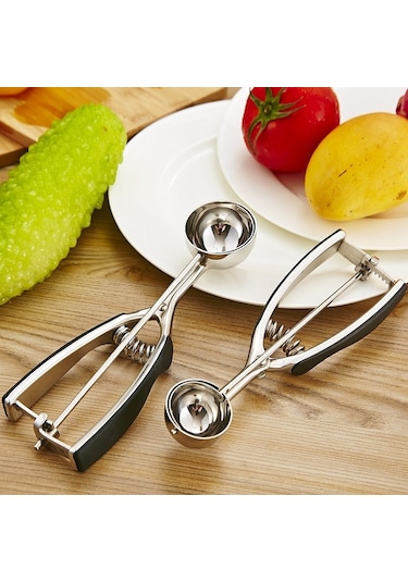 Cbtx Paslanmaz Çelik Silikon Siyah Saplı Dondurma Kaşığı, Boyut: 55mm