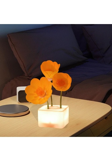 Homyl Otomatik Blooming Çiçek Gece Işık Yatak Odası Ekran Sari Çok Renkli