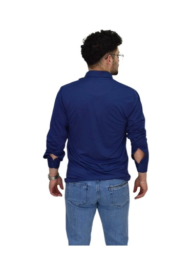 Erkek Gömlek Yaka Uzunkol Tişört T6063 Bgl-st04542 İndigo