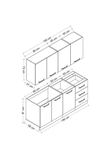 Minar 190 Cm Mutfak Dolabı Beyaz 190-b1