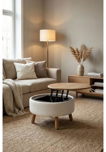 İriva Sandıklı Mekanizmalı Orta Sehpa/bench, Kırık Beyaz