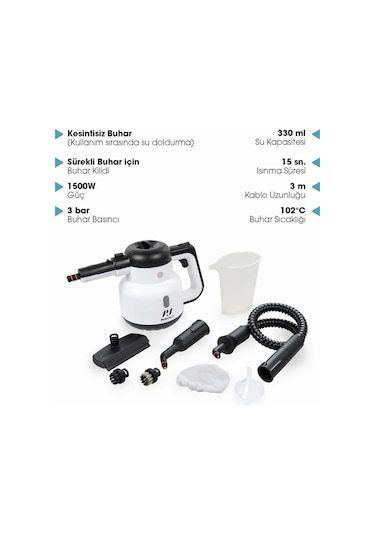 Pirantech CB-902 1500 W 3 Bar Buharlı Temizlik Makinesi