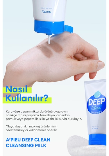 Hassas Ciltler İçin Cilt & Makyaj Temizleme Sütü A'pıeu Deep Clean Cleansing Milk 130ml