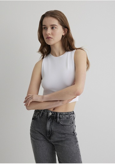 Mavi - Beyaz Crop Top 1610786-620 Beyaz