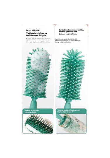 Biberon Fırçası Temizleme Fırçası Yenidoğan Bebek Özel Emzik Saman Fırçası Silikon