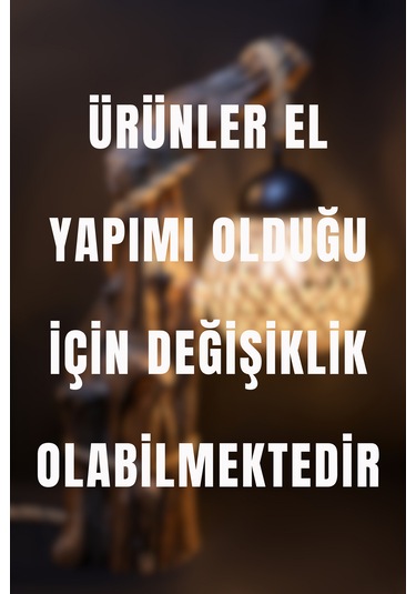 Celestia Home Otantik İskandinav Model Modern Ahşap Avize Masa Lambası Abajur Ahşap