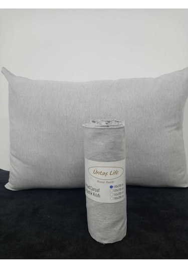 Üntaş Serenat Lastikli Düz Renk Tek Kişilik Çarşaf 100x200 + Yastik Kılıfı 1 Adet Açık Gri