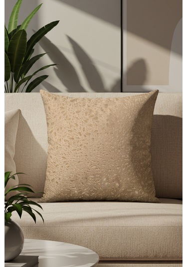 Sezyon Yuna Desenli 45 45 Açık Kahverengi Kırlent Kılıfı Açık Kahverengi