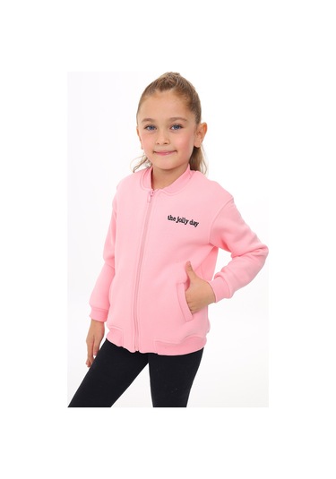 Toontoy Kız Çocuk Kolej Yaka Fermuarlı Cepli Düşük Omuz Nakış Baskılı Örme Hırka - 2 İplik Şardonlu Pembe Toontoy Kız Çocuk Kolej Yaka Fermuarlı Cepli Düşük Omuz Nakış Baskılı Örme Hırka - 2 İplik Şardonlu Pembe