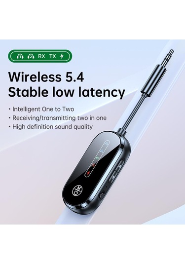 Vaorlo 2'si 1 Arada Alıcı Ve Verici Ses Adaptörü Aynı Anda Bir İla İki Tv Kulaklık Hoparlör İçin Düşük Gecikmeli İletimi Destekler