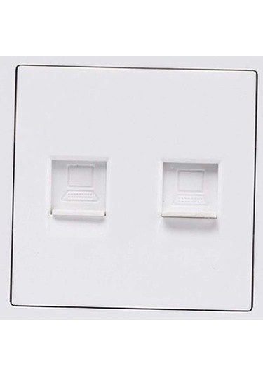 Homyl Çift Ethernet Duvar Plakası Ağ Kablosu Soketi 86mmx86mm
