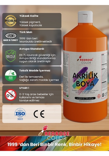 Red Rose Ara Renkler Akrilik Boya 4'lü Set 4 x 1 KG