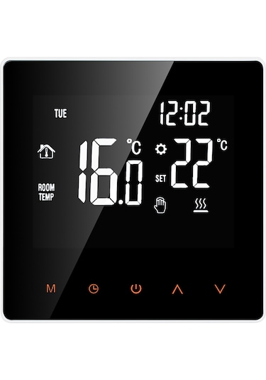 Ranyeek Akıllı Isıtma Termostatı, Haftalık Programlama, Dokunmatik Ekran, Beyaz Arka Işık, Turuncu Tuşlar, Su Isıtması Uyumlu