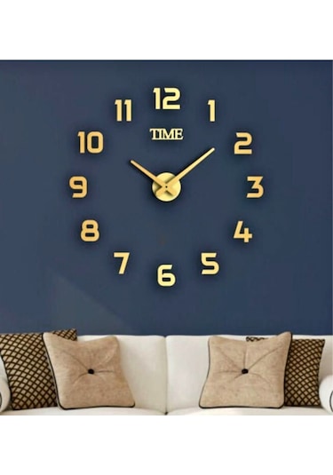 Numa Concept Duvar Saati Büyük 3D Türkçe Rakamlı Gold Altın