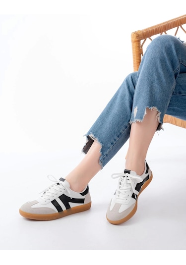 M-1004 Beyaz Bağcıklı Termo Taban Günlük Kadın Spor Beyaz