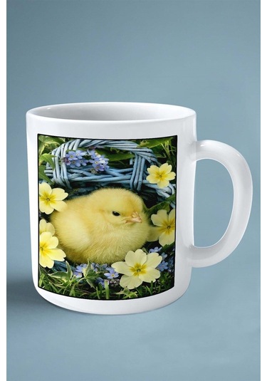 Civciv Baskılı Kupa Bardak Çift Taraflı Kişiye Özel Çerçeveli Renkli Model 10 Çok Renkli