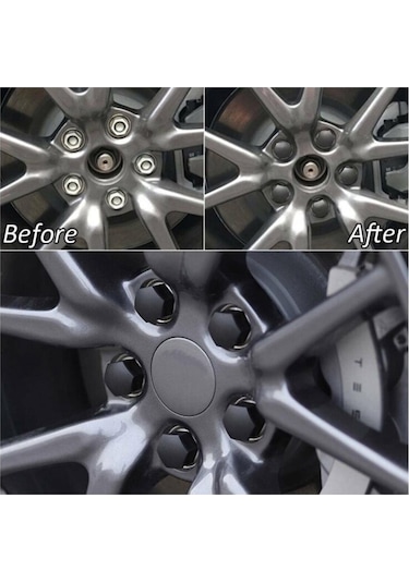 Bijon Kapağı 17 Mm Siyah Ve Krom Renk 20 Adet