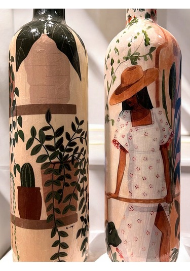 Latin Amerikalı Kadın Ve Kaktüs Desenli Özel Tasarım Yağdanlık-sirkelik Sosluk Seti- Ev Ve Mutfak De Krem