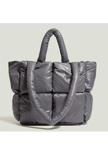 Ganzhoushop Yumuşak Yeni Uzay Tote Pamuklu Omuz Moda Kumaş Kış Kapasiteli Kadın Gray Dark Çantası Çantası Çantalar Çanta Çanta Büyük Aşağı Alışveriş Gf Koyu Gri