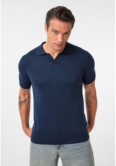 Gerhard Erkek Regular Fit Triko Polo Yaka T-shirt Açık Lacivert