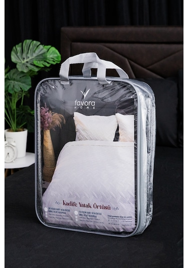 Queen Kadife Çift Kişilik Yatak Örtüsü - Antrasit