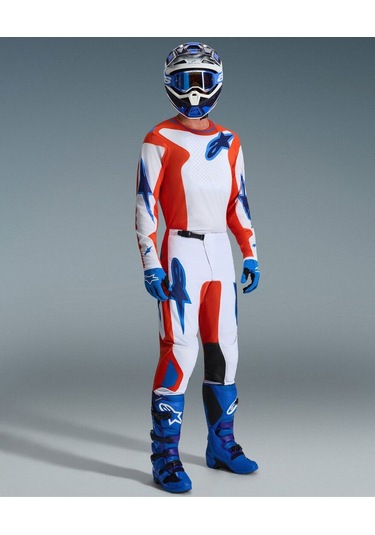 Alpinestars Fluid Grid Off-road Motosiklet Pantolonu Oranj Mavi Beyaz