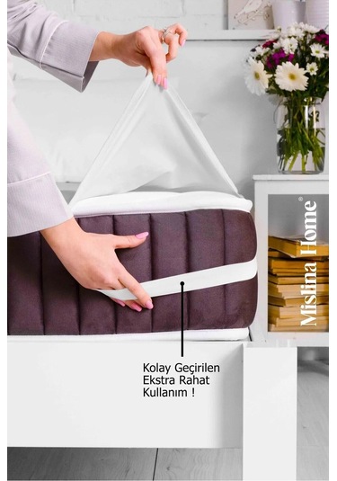 Wellsoft Sıvı Su Geçirmez Ped Dört Köşe Lastikli Tek Çift Kişilik Yatak Koruyucu Sessiz Alez