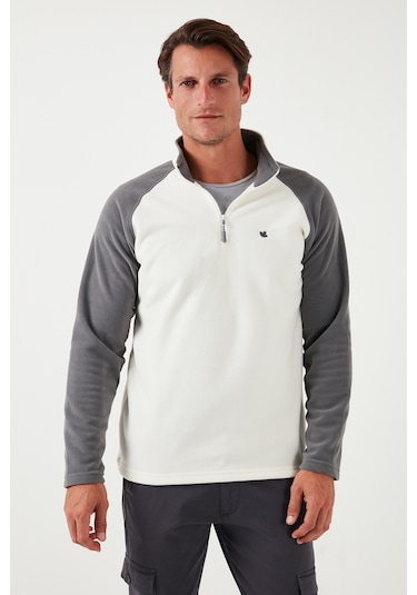 Buratti Slim Fit Yarım Fermuarlı Kışlık Şardonlu Erkek Polar 5906055 Ekru
