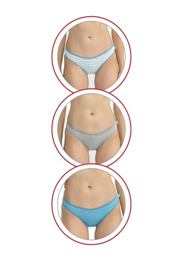 U.s Polo Assn. 66432 Kadın Karışık Desen Pamuklu 3'lü Slip Külot-mavi Mavi