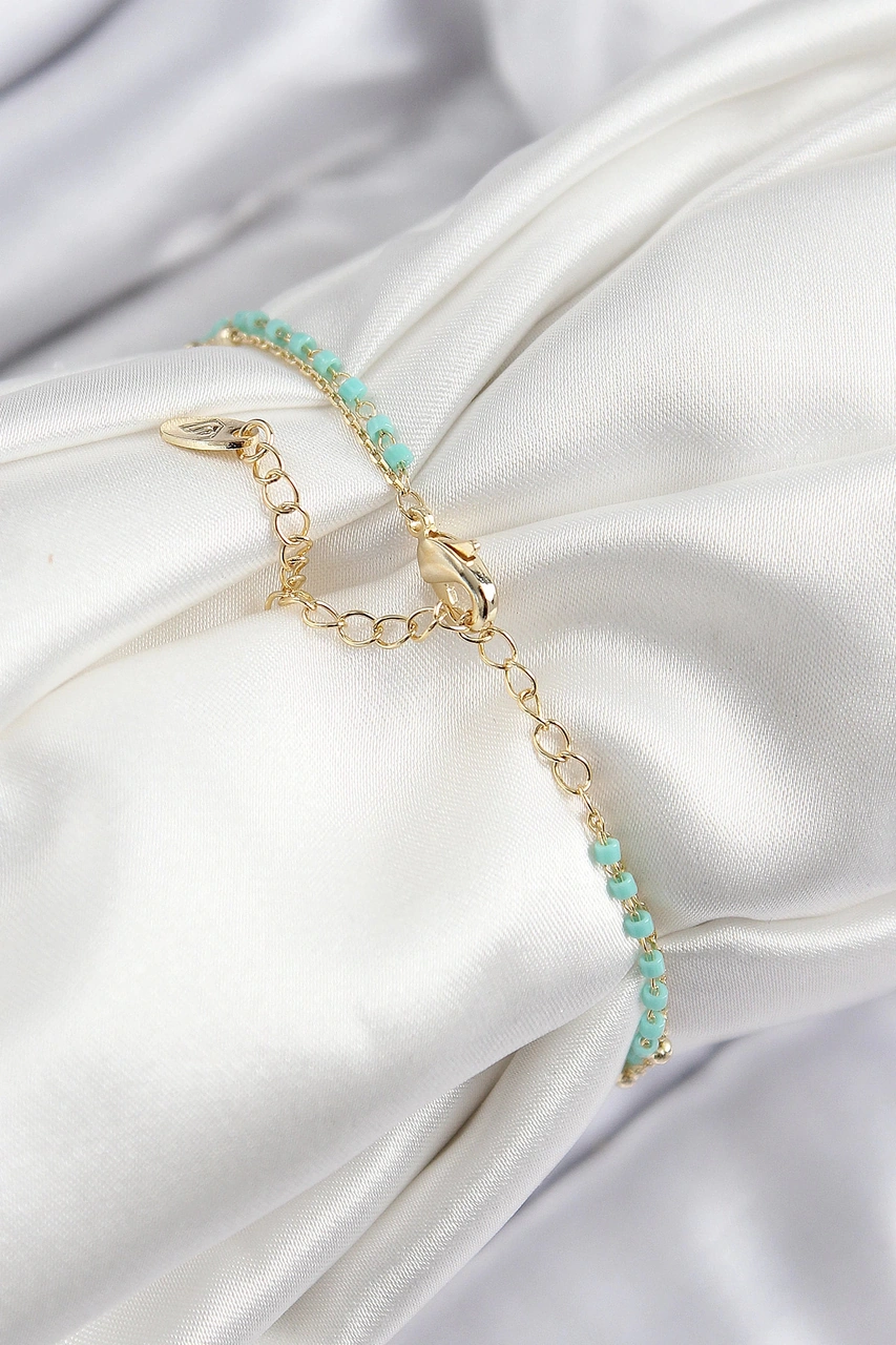 Dodes Dodes Pirinç Zirkon Taşlı Mavi Boncuklu Model Gold Renk Kadın Bileklik Tg27bb7599 Çok Renkli