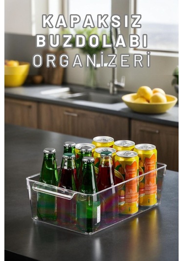 Buzdolabı Dolapiçi Düzenleyici Organizer Tekli Midi Şeffaf
