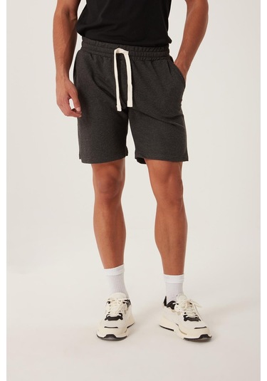 Erkek Golf Nakışlı 2 Iplik Şort Antrasit