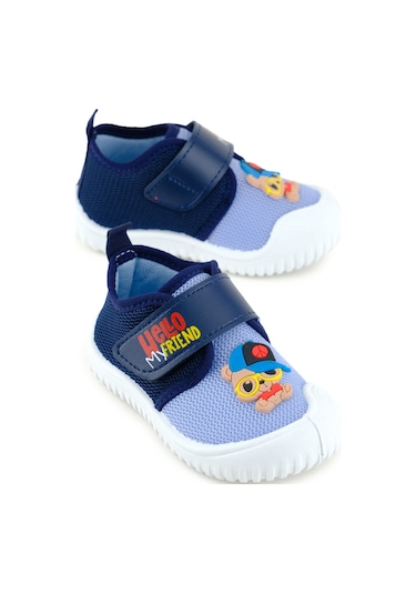 Gezer Bebe Erkek Yazlık Keten Rahat Taban Tek Cırt Cırtlı Ayarlanabilir Ev Bahçe Okul Kreş Günlük Ay Mavi