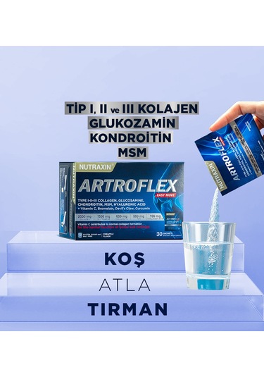 Nutraxin Artroflex Easy Move 30 Saşe – Tip 1-2-3 Kolajen, Glukozamin, MSM, Kondroitin İçeren Takviye
