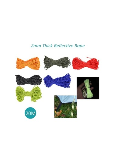 Pazly 20m Yansıtıcı Kamp İpi - 55kg Dayanıklı, 7 Renk, Çadır/gölgelik İçin Mavi Mavi