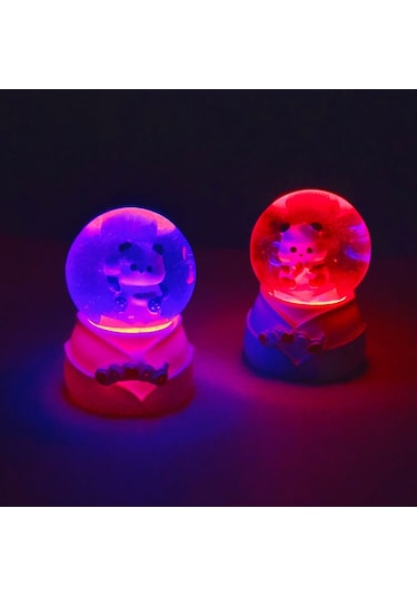 Mini Boy Sevimli Panda Tasarımlı Işıklı Kar Küresi