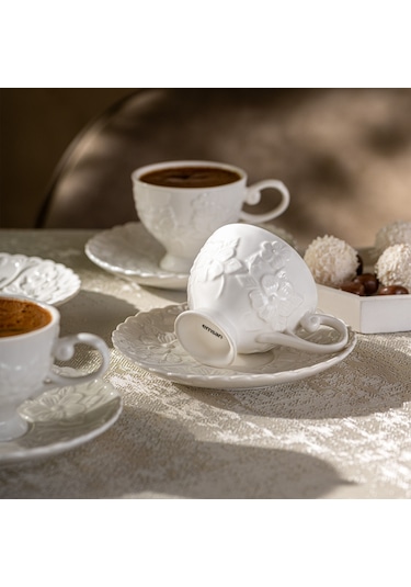 Emsan Laren 90 Ml 6'lı Kahve Fincan Takımı Beyaz
