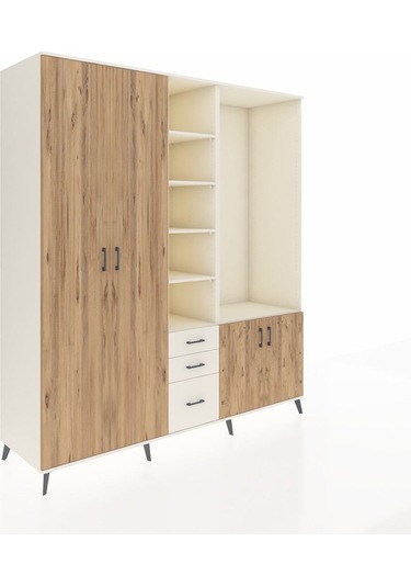 Kronos Dolap 13 Raflı 3 Çekmeceli 4 Kapaklı 220x59x243 Aytaşı-çam/aytaşı Atlas Çam/aytası
