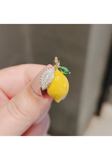 Emaye Sarı Limon Kadın Broş Düğün Partisi Turuncu Nedensel Broş Iğne F4-5-263 F4-5-263 Çok Renkli