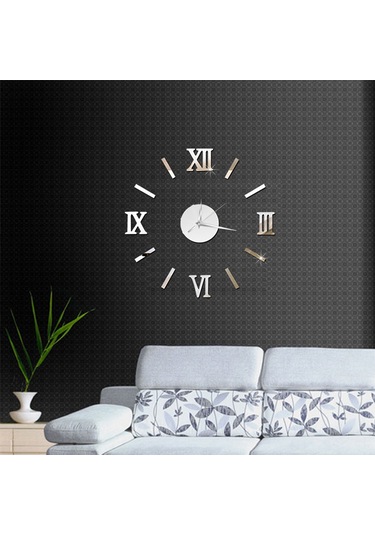 Springsun Yerel İç Mekan Dekorasyonu Akrilik Yansıtıcı Duvar Saati - Sessiz Hareketli, Doğru Zaman, Gümüş Renk Pil Dahil Değil Gümüş