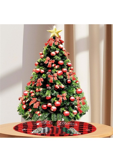 Xindoker Kırmızı Baskılı Noel Ağacı Etkili Noel Bayramı Dekorasyon Aksesuarı